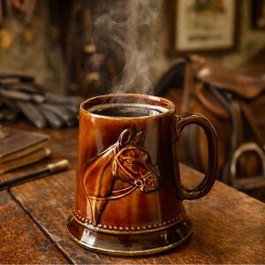 VTG Sylvac England Horse Tankard Mug Treacle Glaze Equestrian Stein 1960s–70s